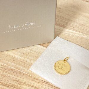 India Hicks La Vita E Belle Token Pendant, GOLD NIB Retired Item #137360